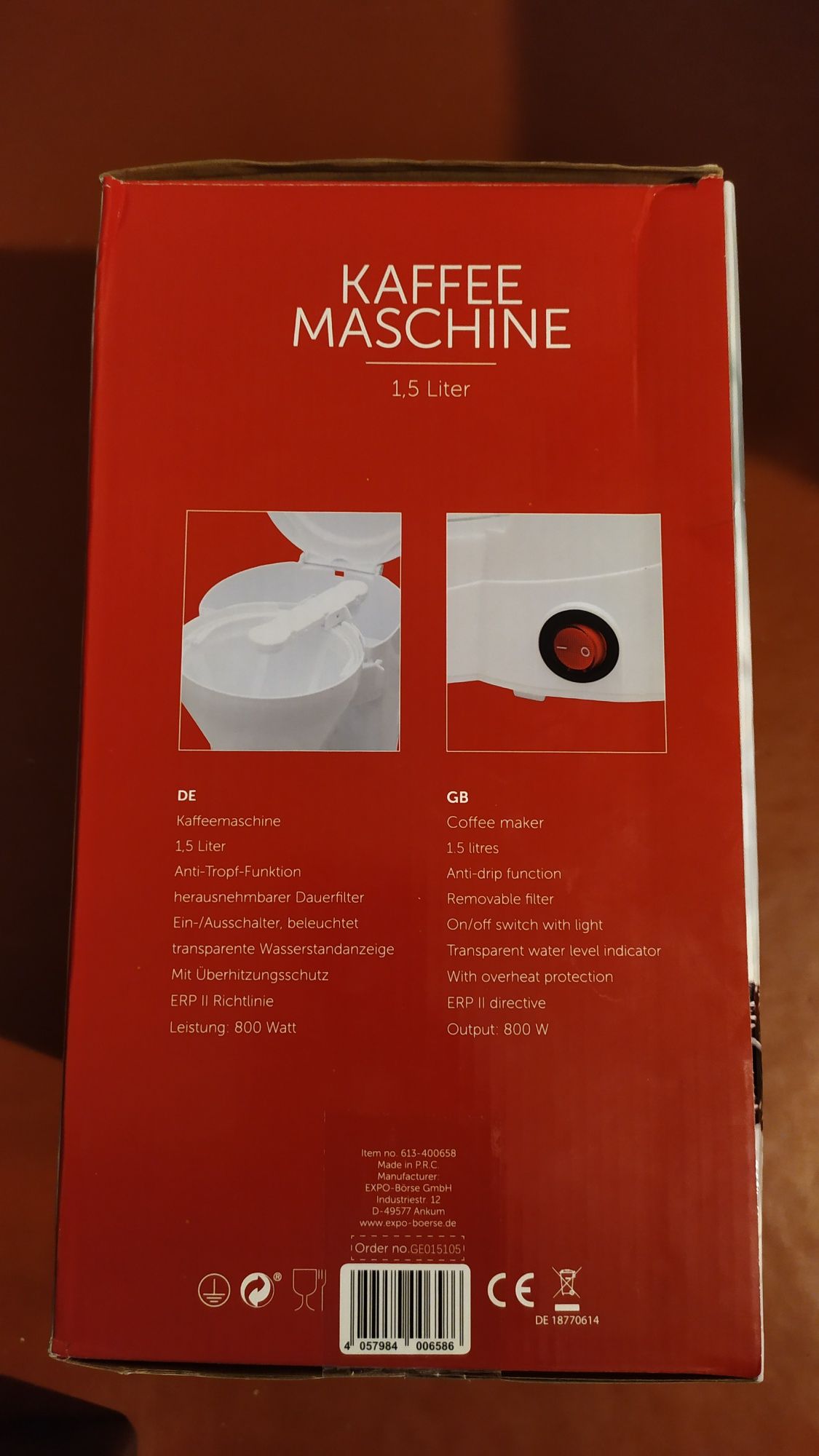 Кофемашина Deski 800 Вт 1,5 л