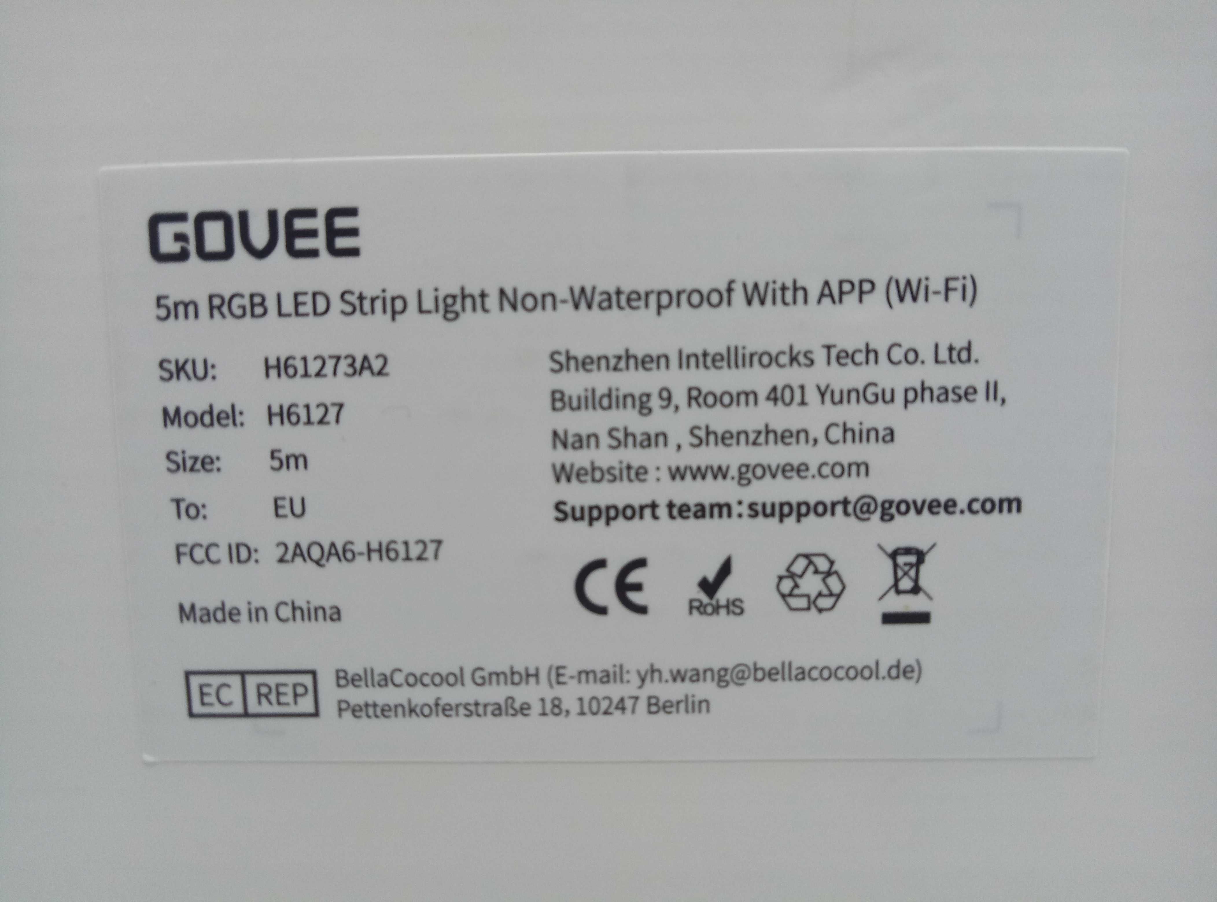 RGB LED Wi-Fi стрічка GOVEE H6127, 5М, нова