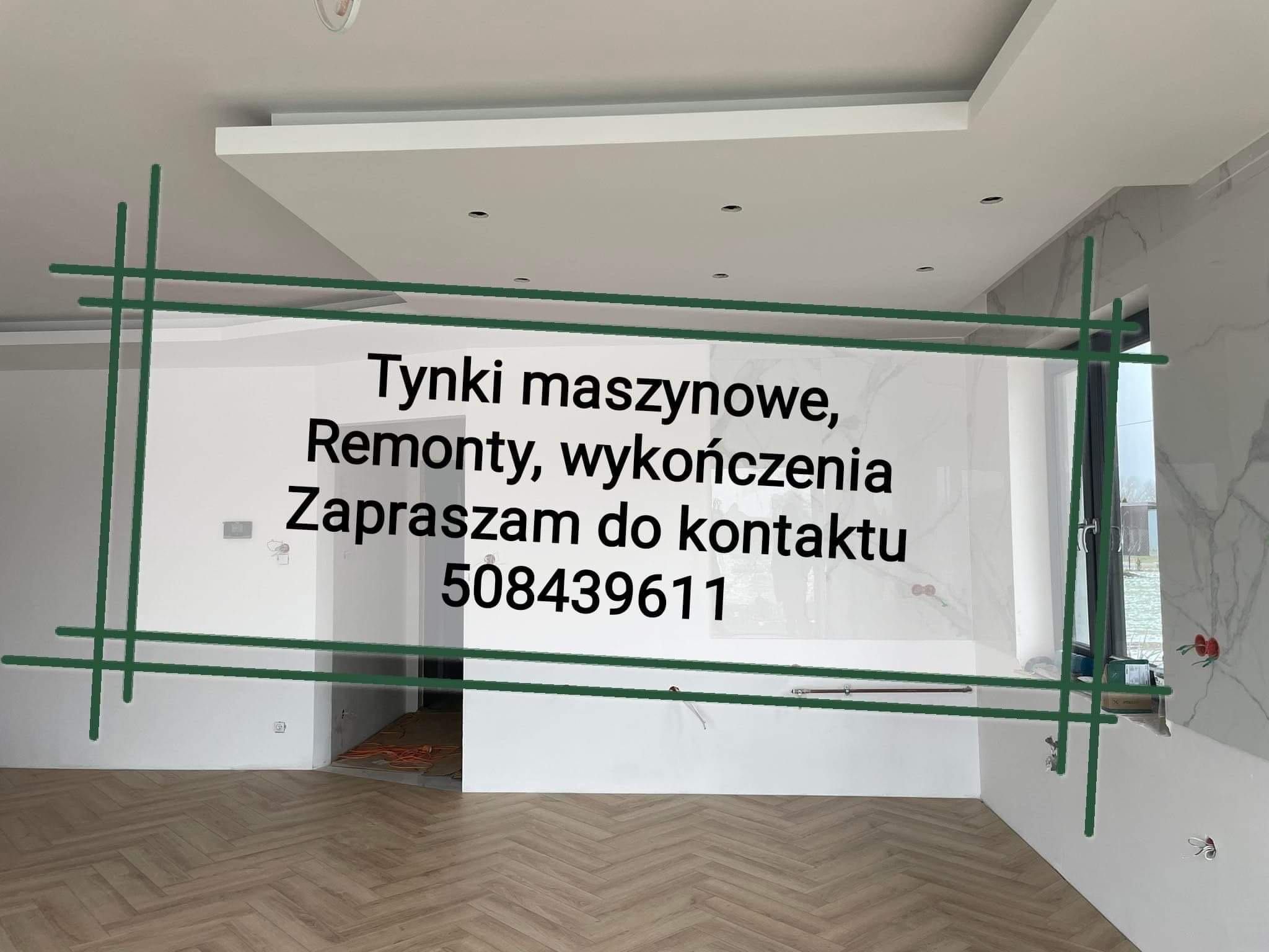 Tynki maszynowe, gładzie i malowanie natryskowe wykończenia, remonty