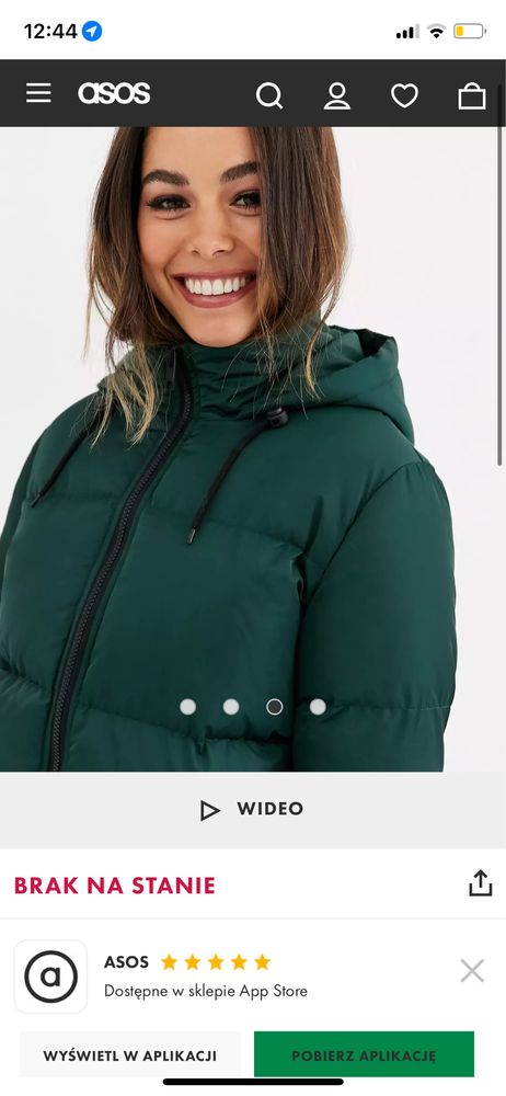 Asos Kurtka firmowa brave soul  puchowa khaki butelkowa zieleń