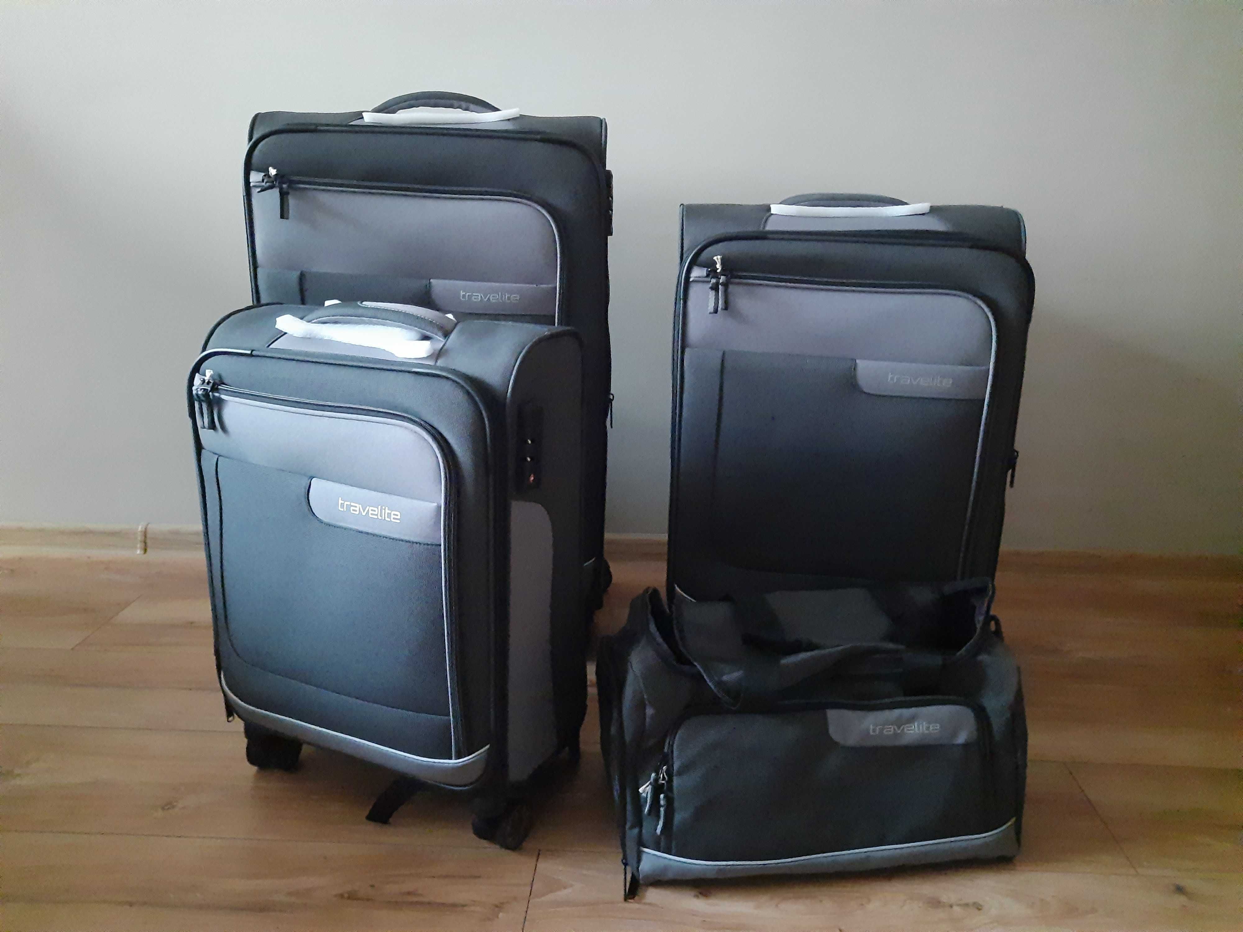Zestaw walizek Travelite VIA szary L/M/S + torba