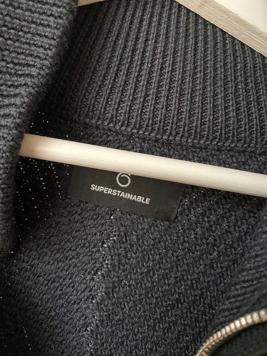 Superstainable męski sweter kardigan na suwak  L 40 100% Merino wool