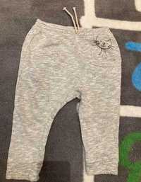 Spodnie dresowe 86 z kotem szare melanż Zara popielate 86 joggery