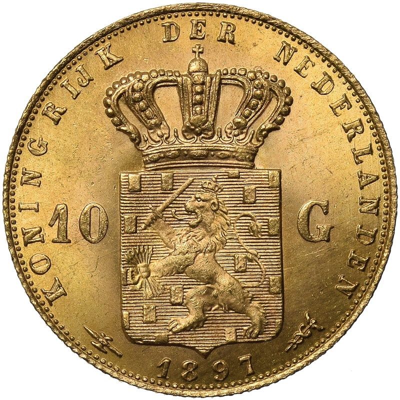 10 guldenów 1897 Młoda Wilhemina złota