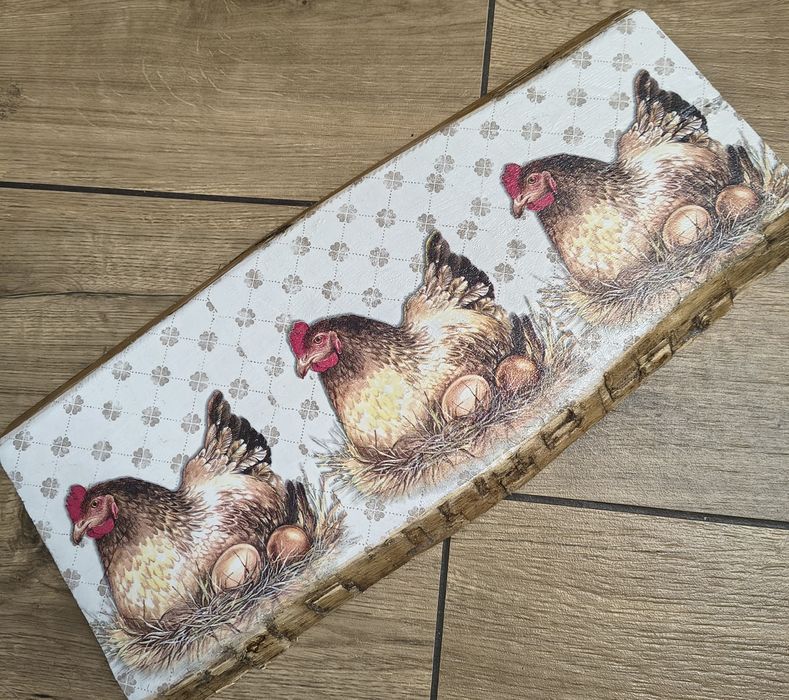 Obraz na desce kury decoupage