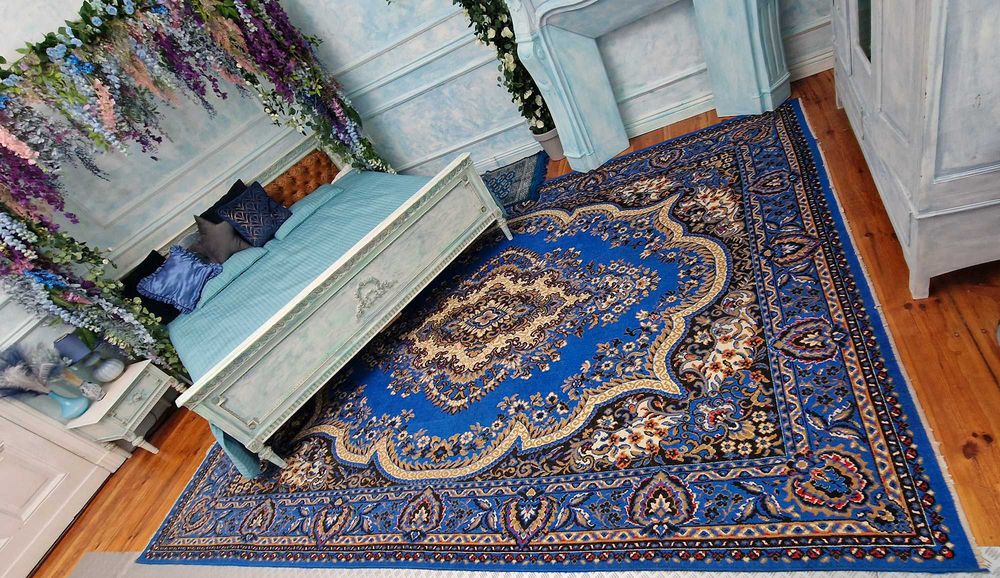 Duży, wyjątkowy perski dywan - rzadki niebieski kolor 370x278cm