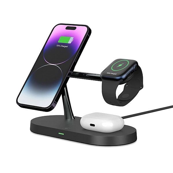 Ładowarka Tech-Protect A12 indukcyjna 3w1 MagSafe na smartfon / słucha
