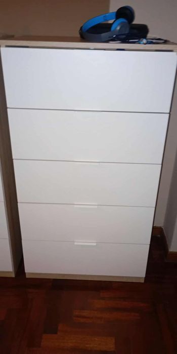 Cómoda branco/carvalho