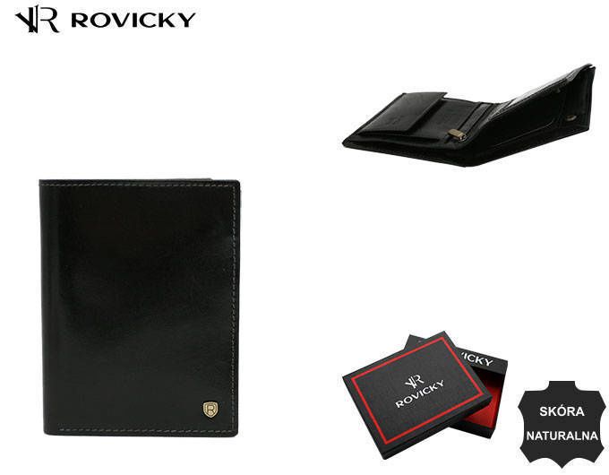 duży, skórzany portfel męski bez zapięcia - rovicky