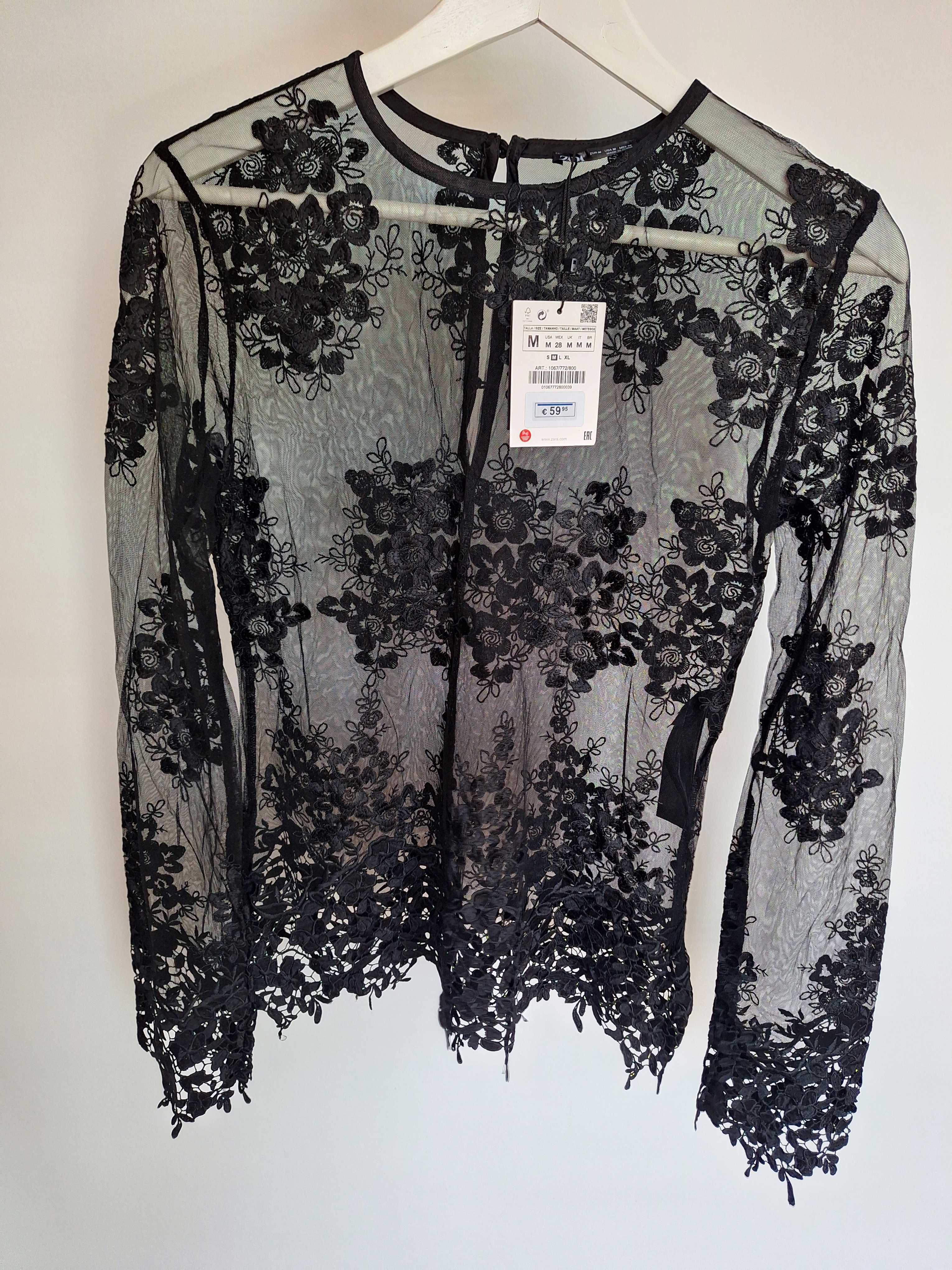 Nowy top tiulowy koszula zara M
