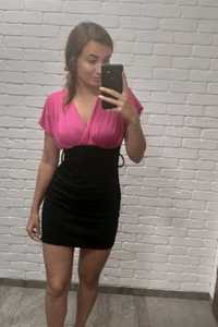 Sukienka różowo-czarna