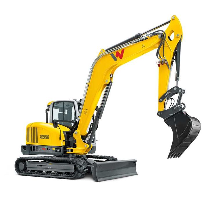Wynajem koparki 9t z młotem Wacker Neuson.