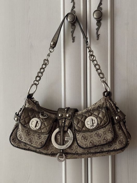 Torebka Guess vintage y2k beżowa z klamrą brąz