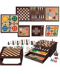 Nowy Drewniany zestaw gier 10 w 1 Playtive szachy chińczyk prezent