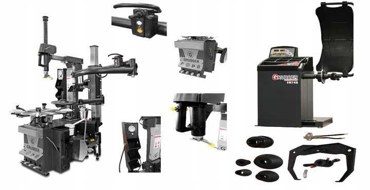ZESTAW Montażownica GRUBBER GR9222 RunFlat Wyważarka EM740 PLUS do kół
