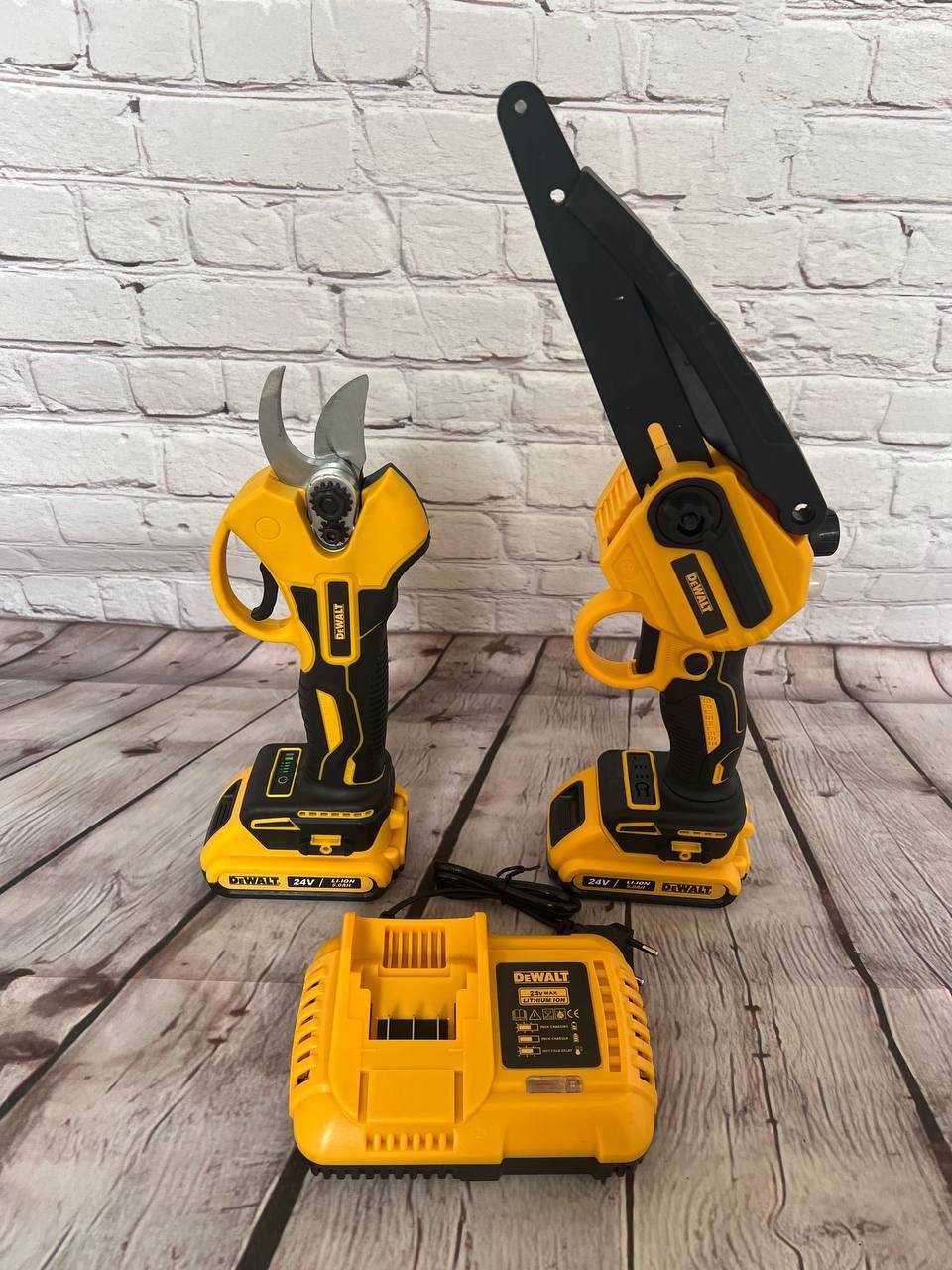Набір садових інструментів DeWalt 36вт пилаі секатор безщіткові мотори