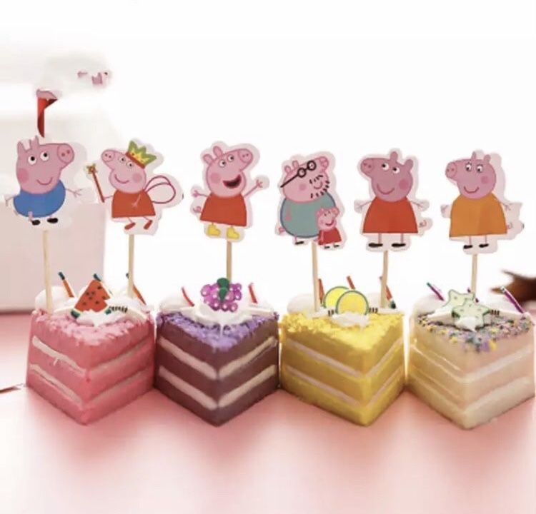 24 szt swinka peppa toppery piki na tort muffinki ozdoba peppa pig
