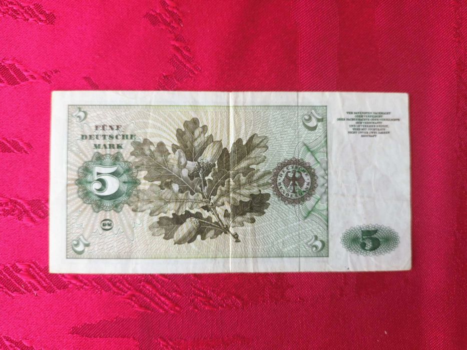 Nota de 5 Marcos Alemães de 1960, circulada. - 6€.