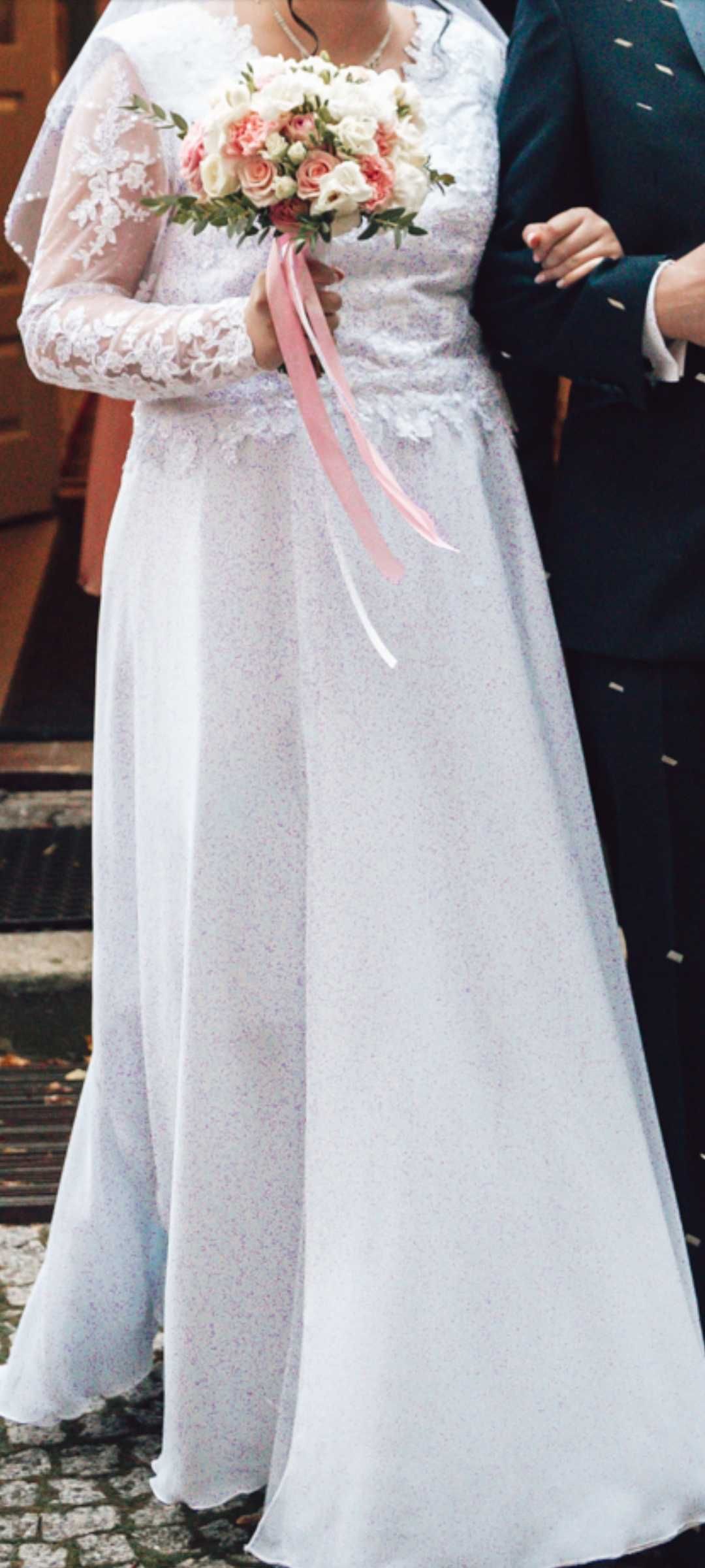 Piękna biała suknia ślubna L/XL