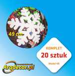 Śnieżynki styropianowe 49 cm. Komplet 20 sztuk. Dekoracje