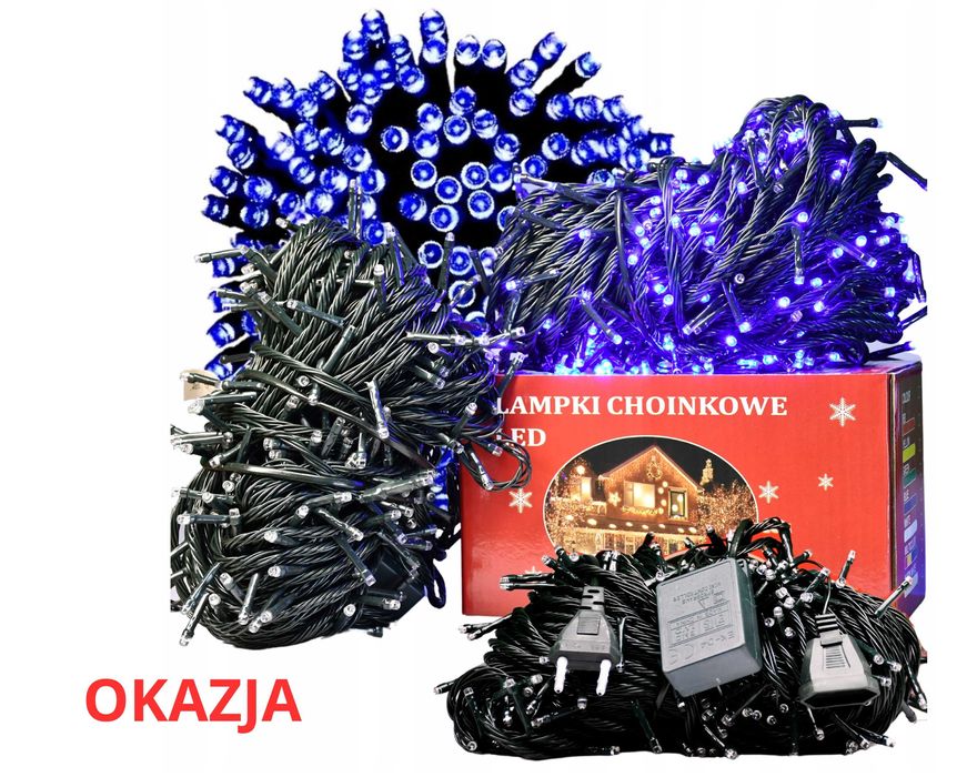Lampki choinkowe światełka Zewnętrzne, Wewnętrzne 500 LED niebieskie