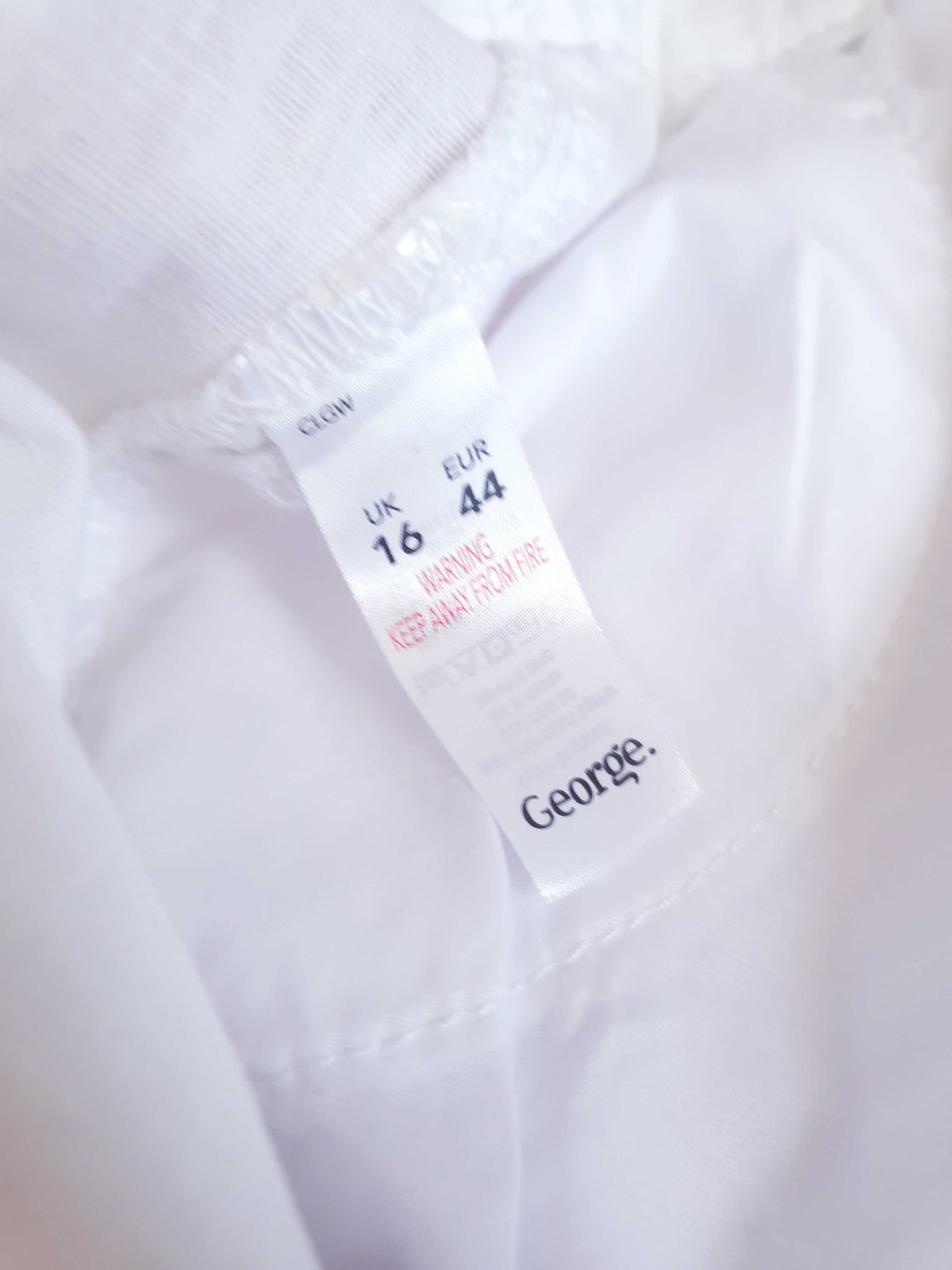 Białe lniane spodnie kuloty culotte szerokie len 44