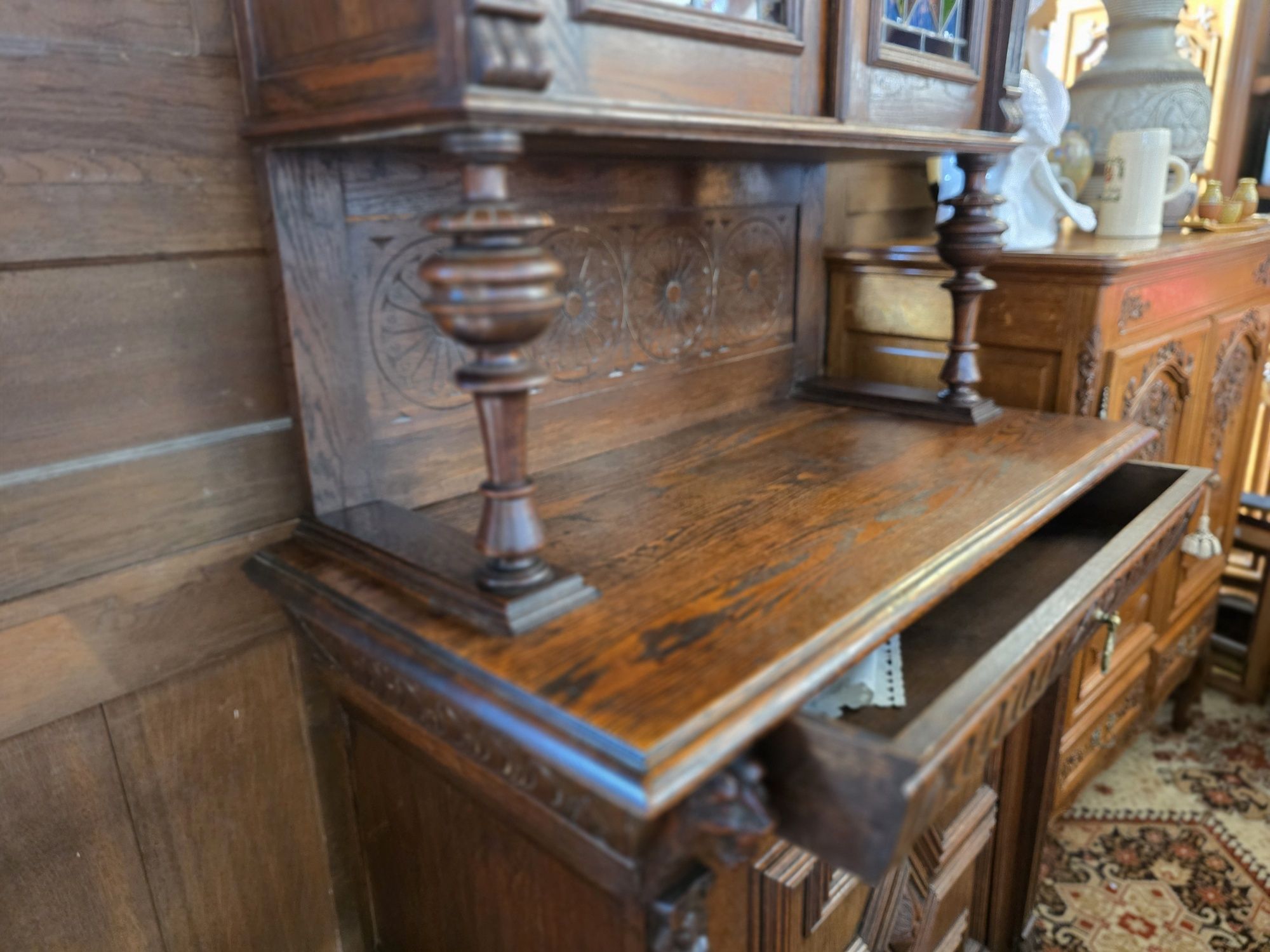 Kredens eklektyczny z witrażami wąski 102 cm #1681 Stylowy Węgrów
