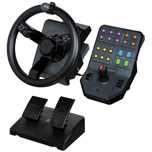 Conjunto logitech saitek volante, joystick e pedais