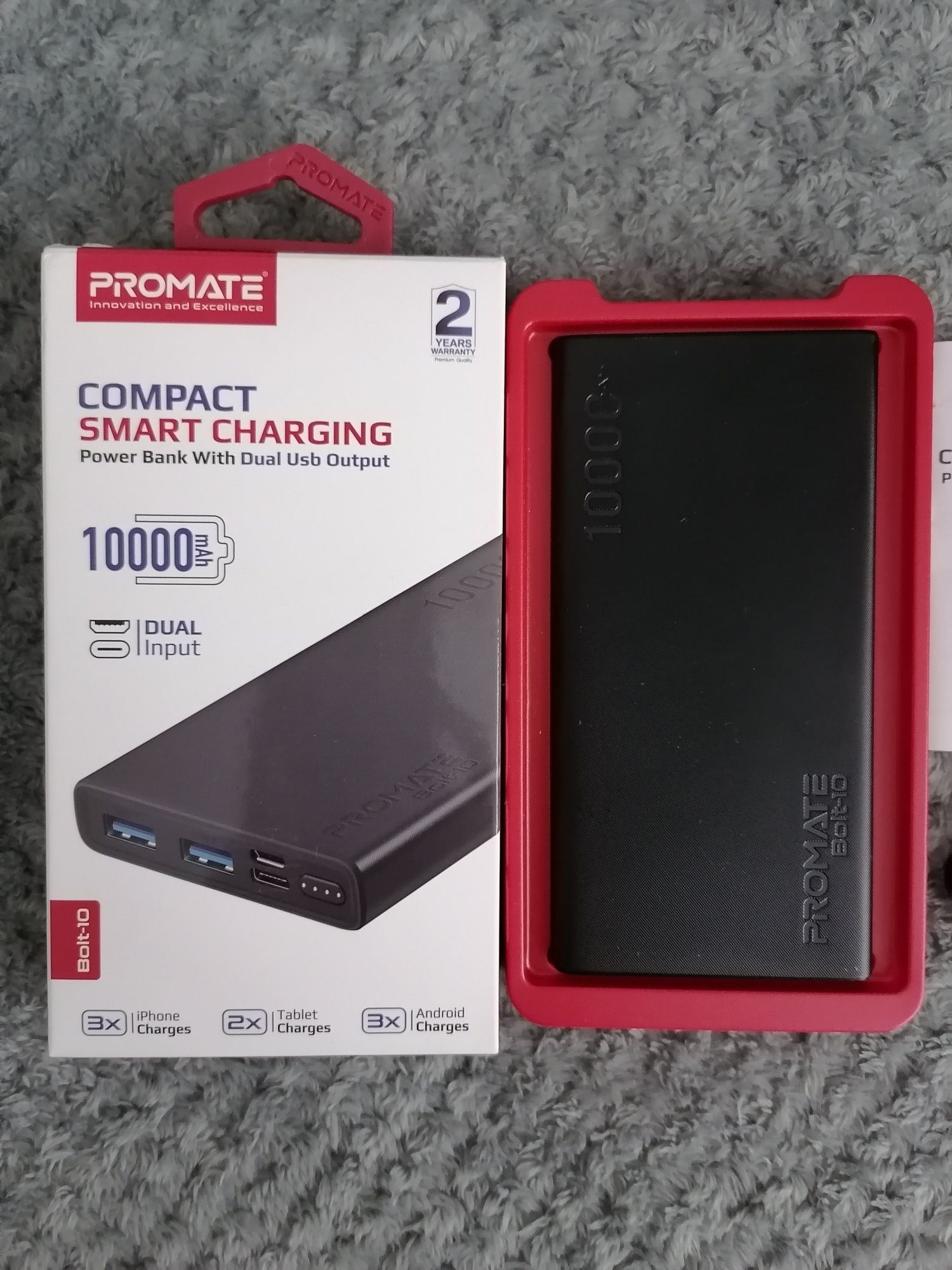 Power bank УМБ Promate 10000 10Вт 2USB павер банк універсальна батарея