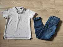 Jeansy r. 122 Reserved + t-shirt polo