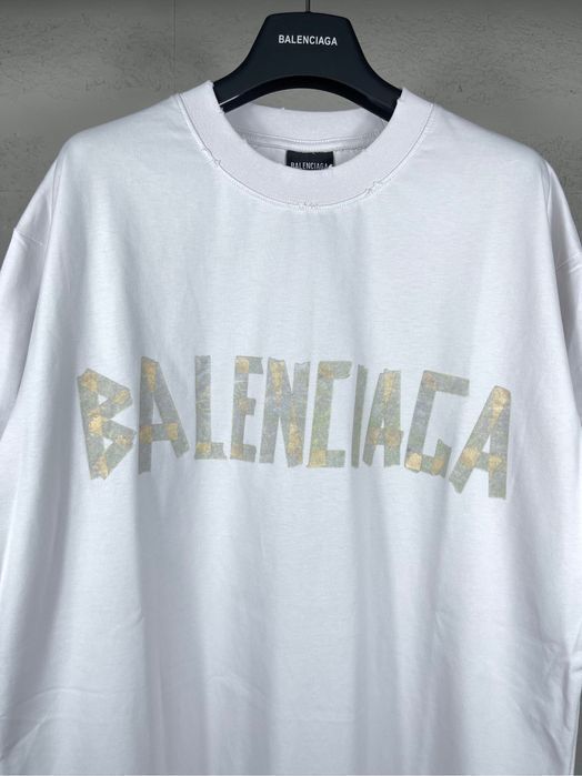 BALENCIAGA tape type футболка мужская оригинал унисекс белая