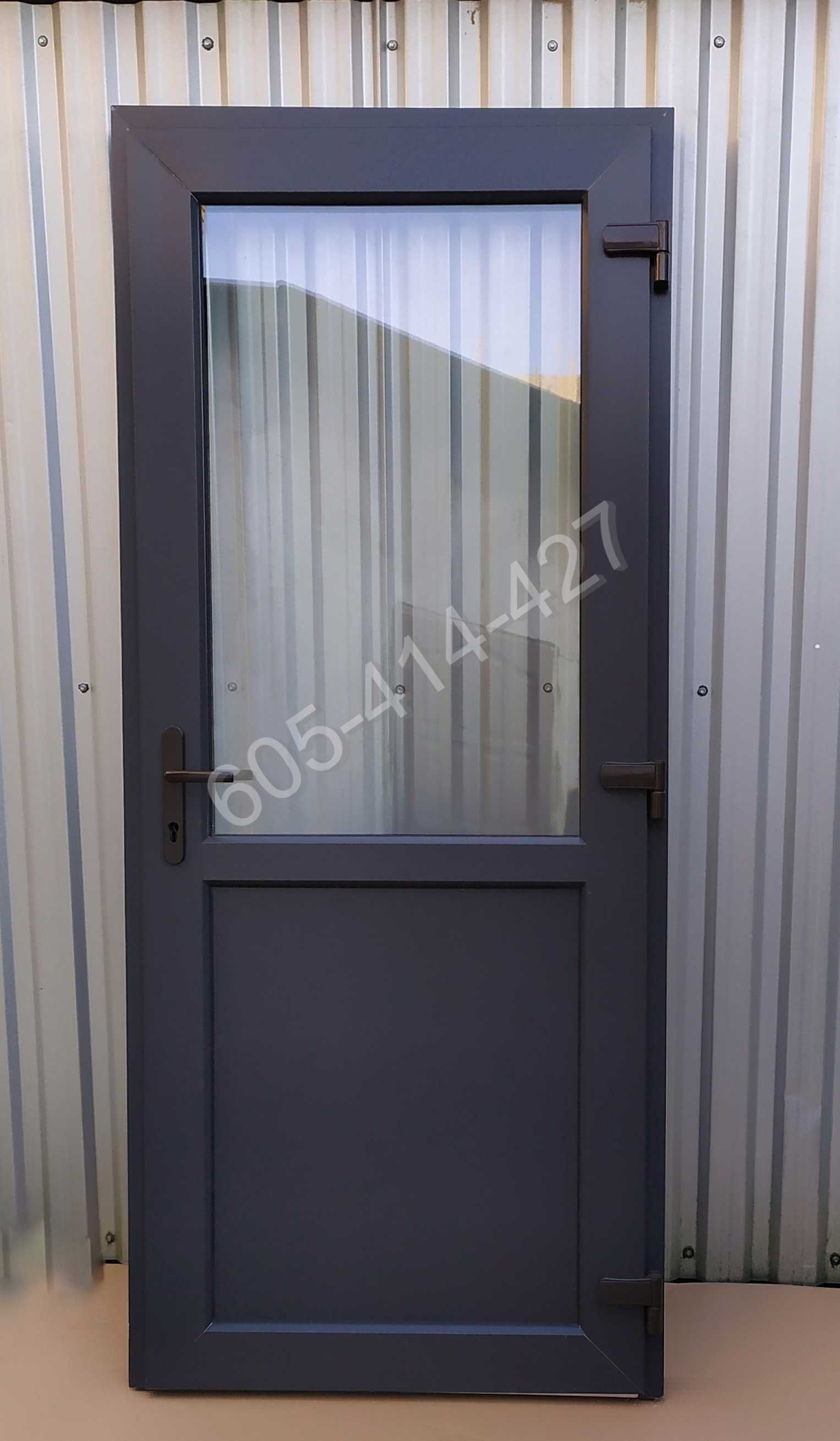 Drzwi PCV 105x210 antracyt RÓŻNE ROZMIARY jak ALUMINIOWE od ręki
