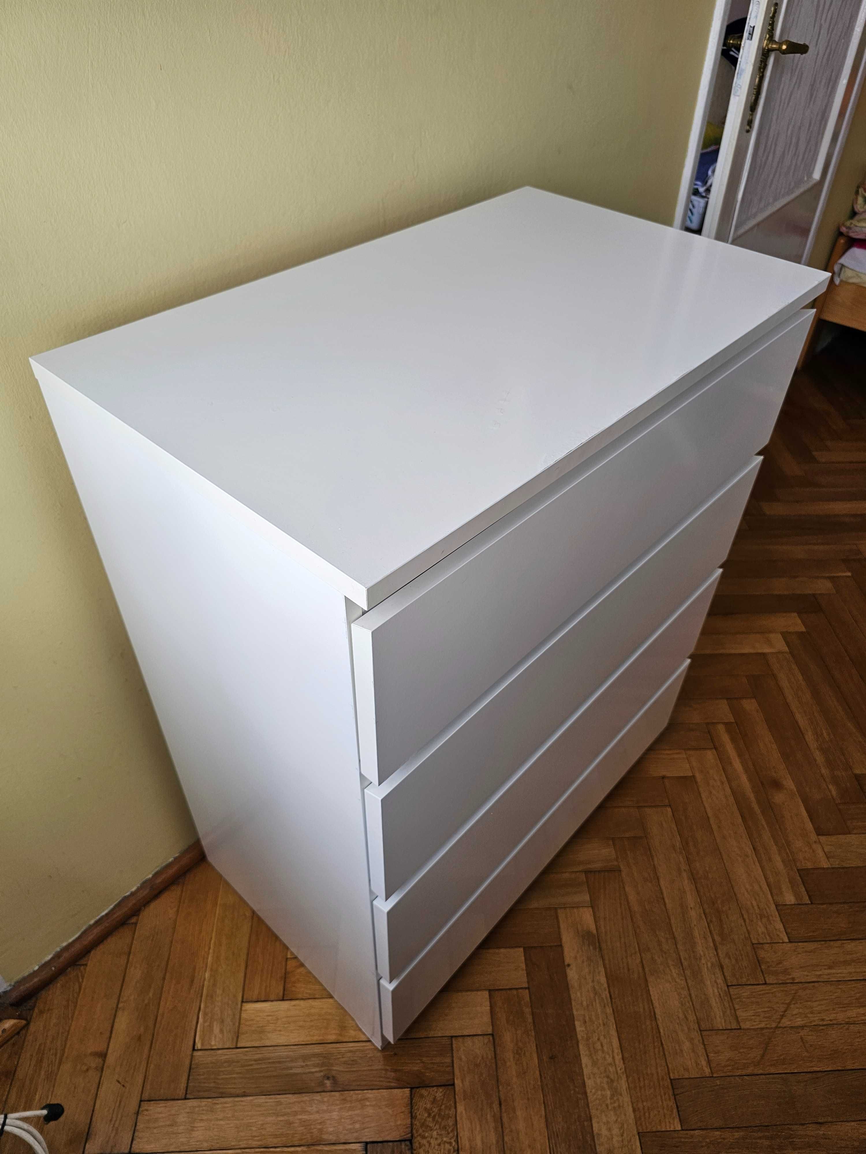 Komoda 4 szuflady, Ikea Malm – kolor biały.