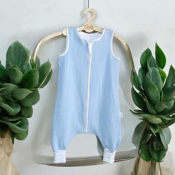 MUŚLINOWY Śpiworek z nogawkami SK skarpety 1 tog r 86-92 kol Baby blue