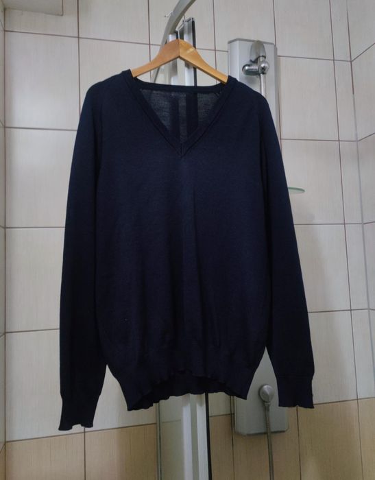 sweter sweterek XXL wełniany wełna wool granatowy ciemny niebieski mat