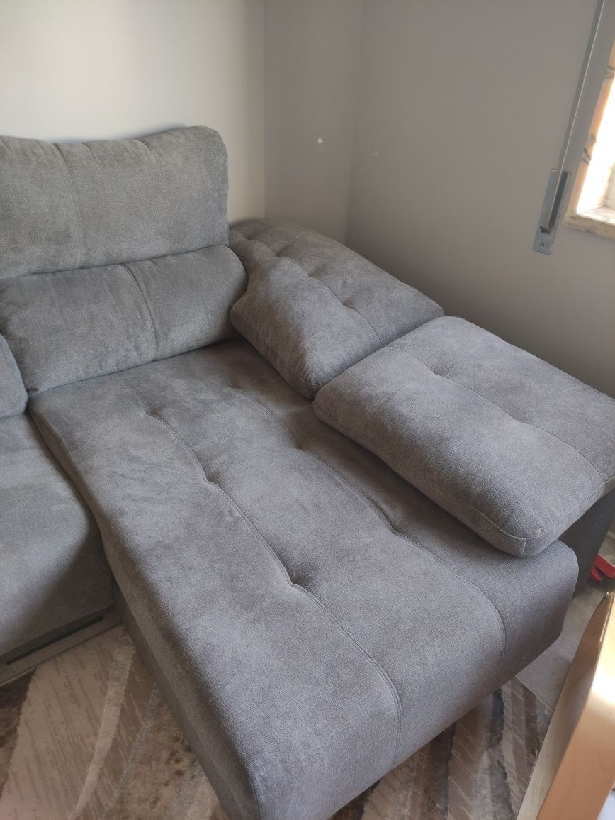 Sofá cinza c/chaise longue