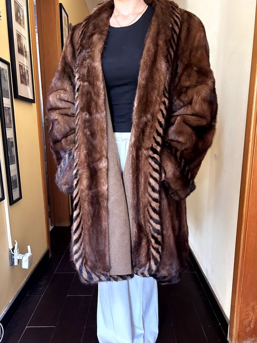 Casaco vintage reversível Pele de Vison, 110 cm (Como Novo)