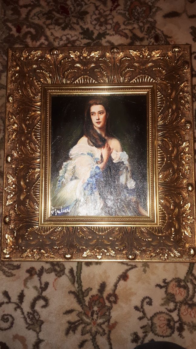 Obraz olejny na płótnie w pięknej złotej ramie Madame Rimsky-Korsakova