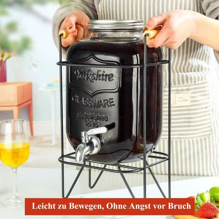 Duscdesp Dozownik do napojów 4 l, ze stojakiem z kranikiem i pokrywką