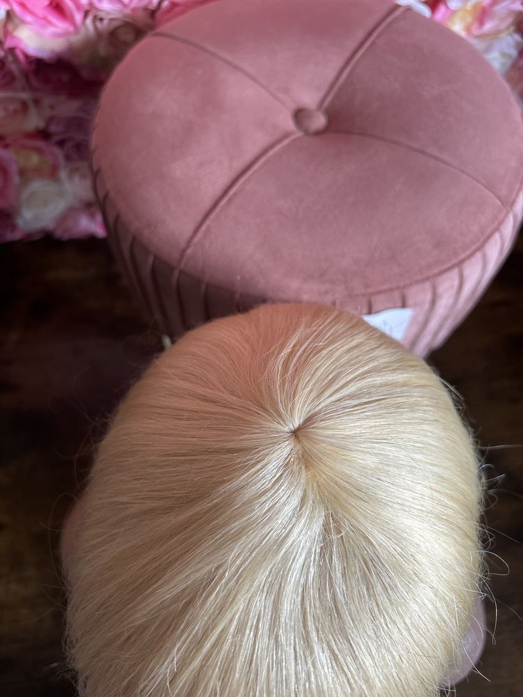 Peruka jasny blond z grzywką naturalne włosy ludzki włos human hair