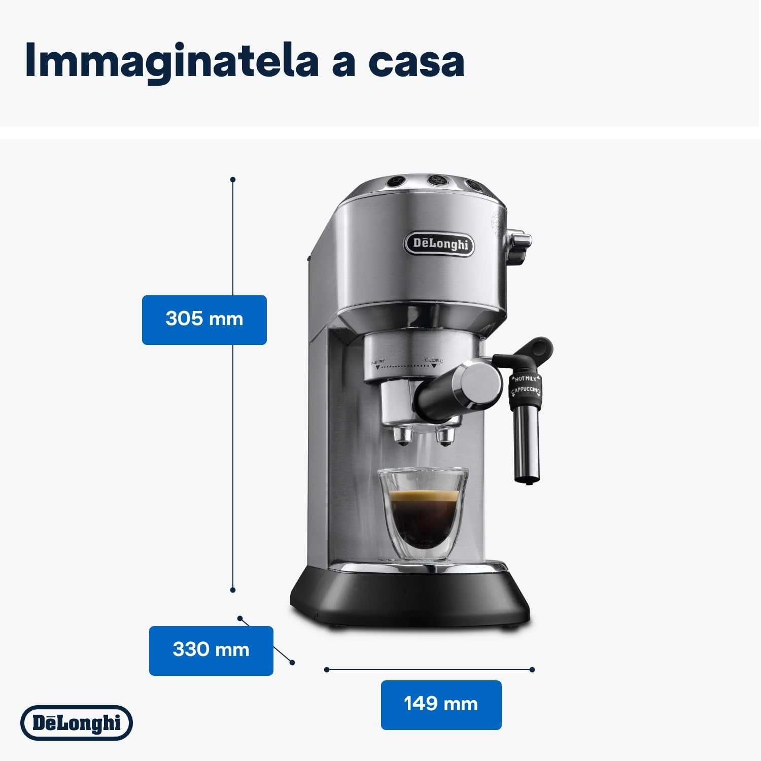 EKSPRES Kolbowy DELONGHI Dedica EC685.M 1300W 15 BAR Srebny