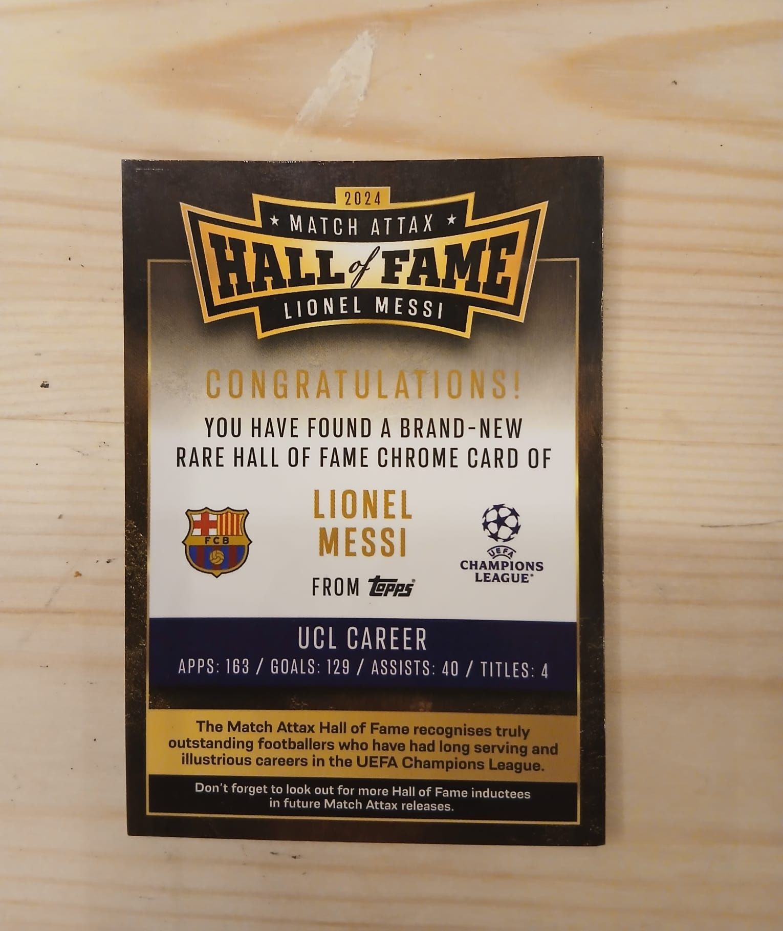 Carta Match Attax 2024, Hall of Fame - Lionel Messi
