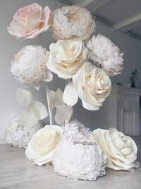 Декоративні квіти, ростові квіти з паперу, фотозона на весілля