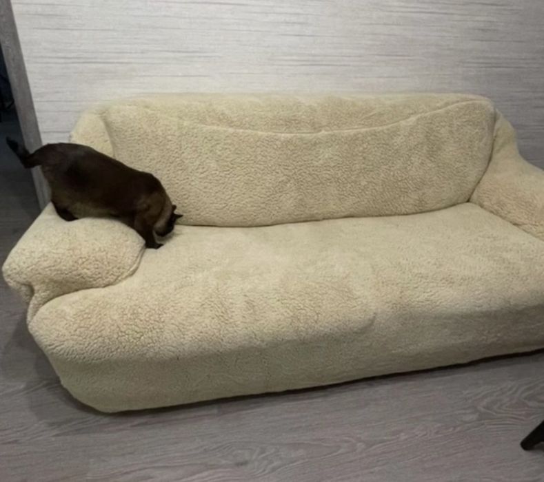 Чохол На Диван Хутряний Плюшевий Овечка Натяжний Універсальний Venera