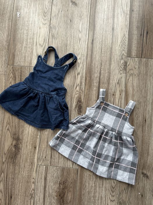 2 szt. Sukienki niemowlęce na szelkach rozm. 68 Next