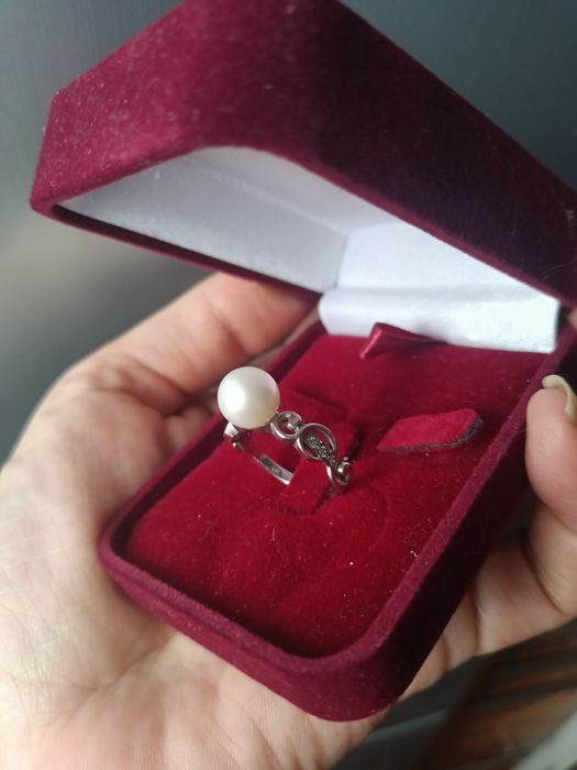 Серебряный набор с натуральным жемчугом