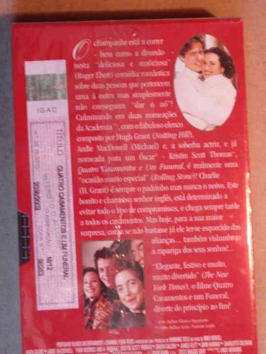 Filme VHS, Quatro Casamentos e Um Funeral - a estrear
