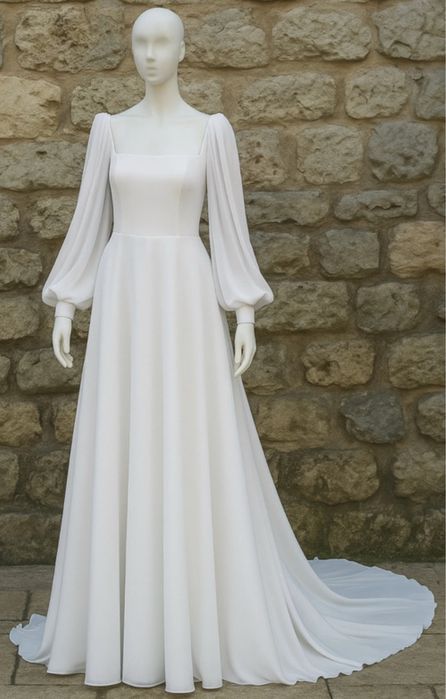 Nowa sukienka suknia ślubna hiszpański dekolt z koła tren M 38 boho