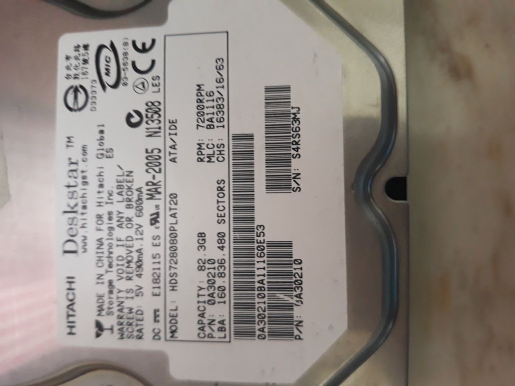 Disco de  3.5 IDE 80 Gb usado Hitachi
