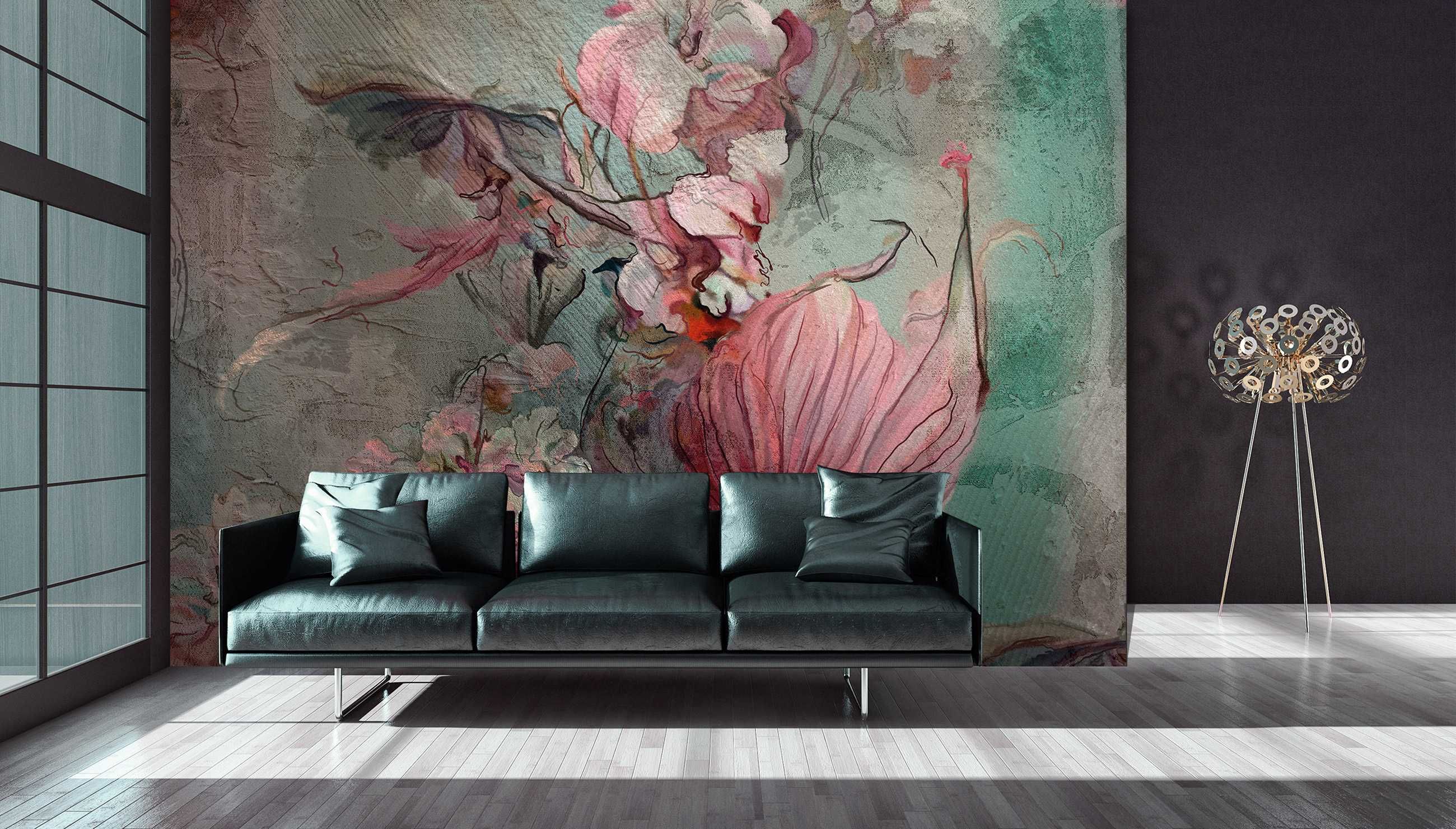 Fototapeta Kwiaty Róż Beton Loft Abstrakcja 3D Twój Rozmiar + KLEJ